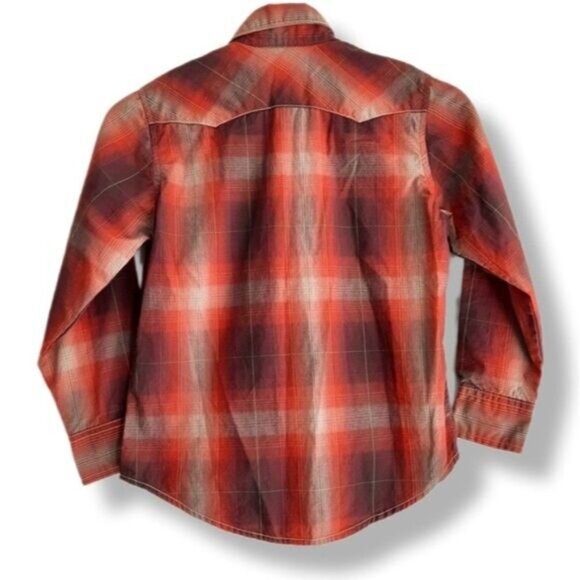 WRANGLER Western Pearl Snap Button Plaid Shirt Kids Sz M - Picture 8 of 11